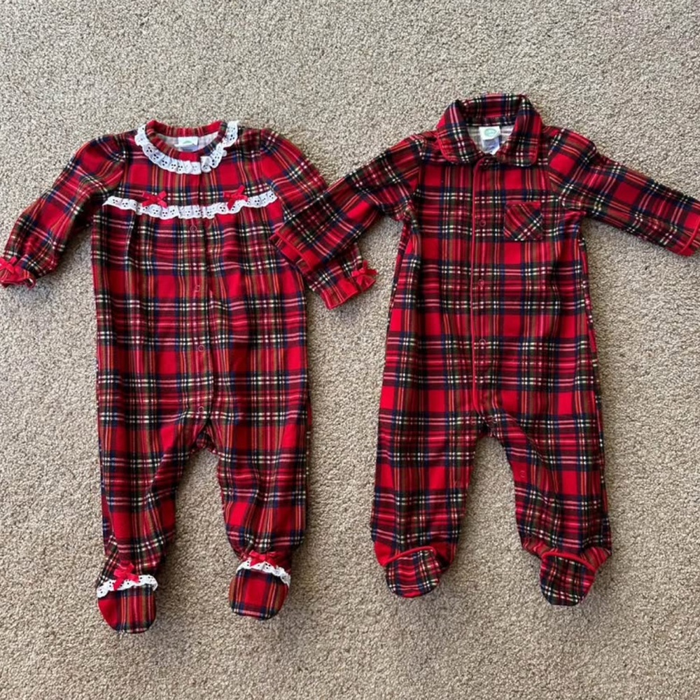 Little Me Red Plaid Kids Footie Set - 6mo
